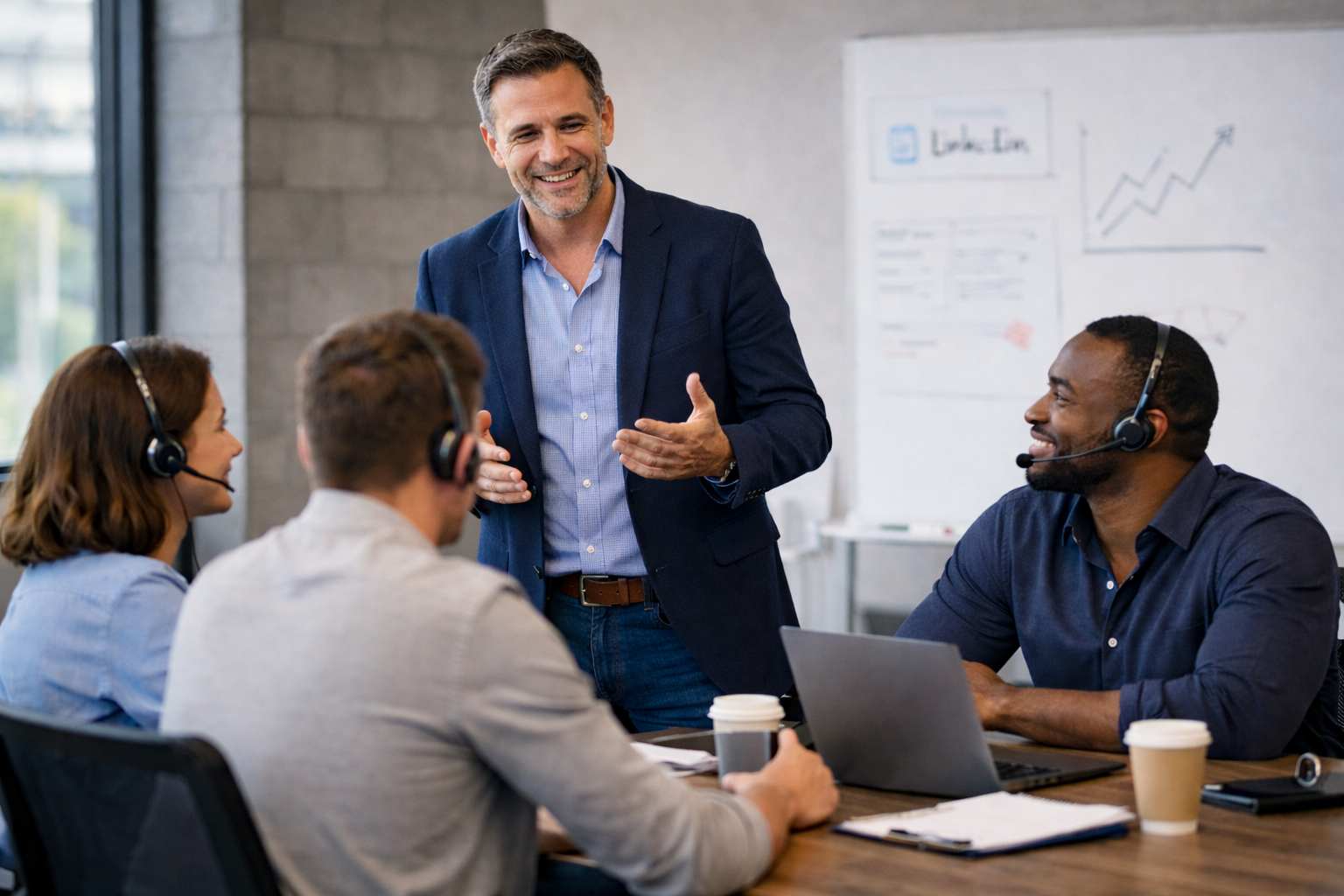 Lider zespołu sprzedaży szkoli handlowców w nowoczesnym cold callingu i budowaniu relacji z klientem w 2026 roku